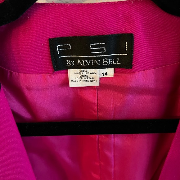 Magenta coat with asymmetrical lapel - Picture 2 of 5